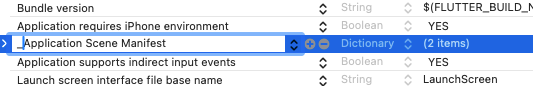 Xcode plist editor with an underscore in front of Application Scene Manifest