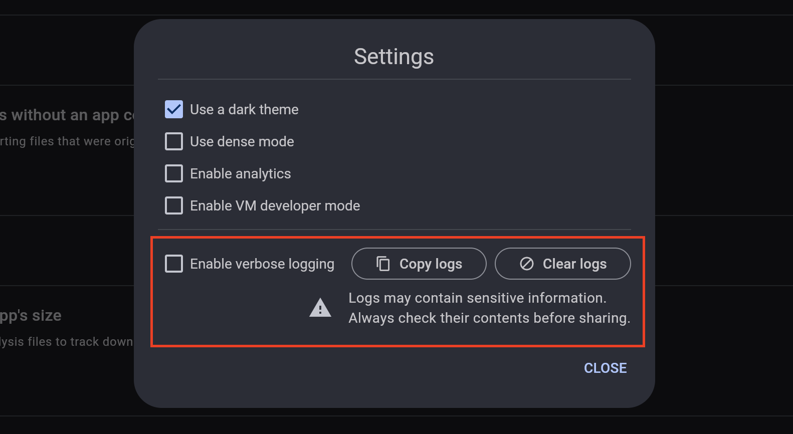 verbose_logging verbose logging